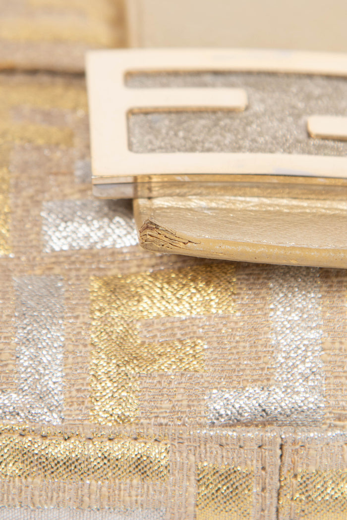 RARE Vintage Fendi Metallic Zucca Baguette Shoulder Bag