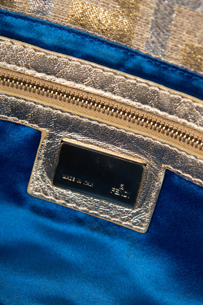 RARE Vintage Fendi Metallic Zucca Baguette Shoulder Bag