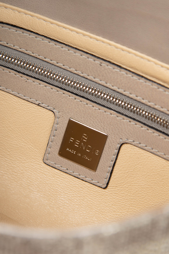 RARE Fendi Silver Beaded Embellished Baguette Shoulder Bag