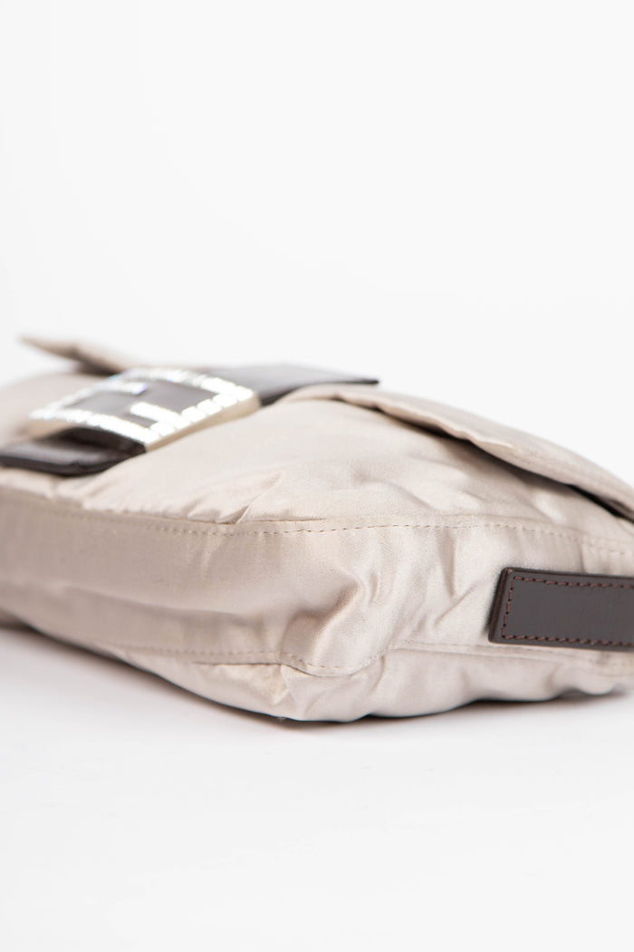 Vintage Fendi Satin Crystal Baguette Shoulder Bag