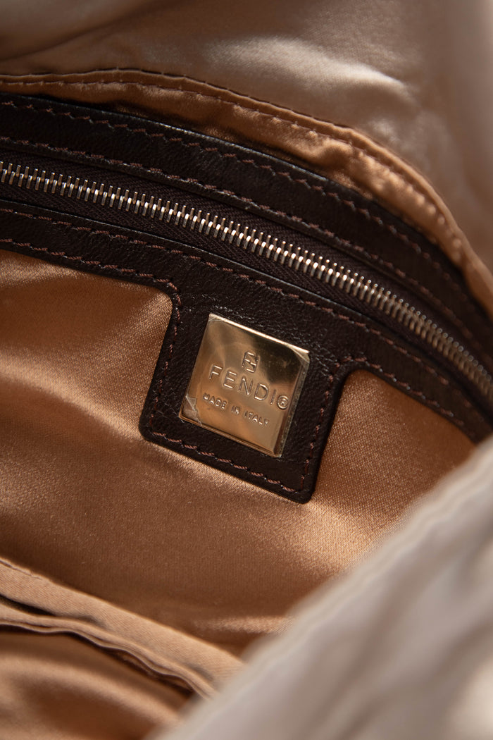 Vintage Fendi Satin Crystal Baguette Shoulder Bag