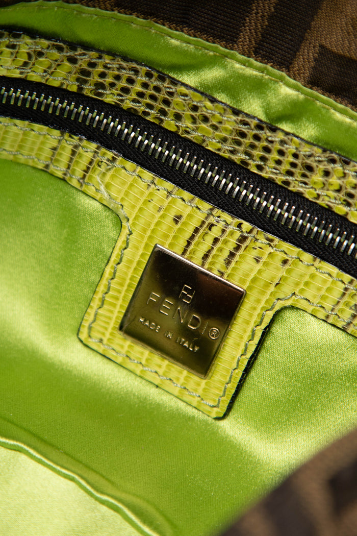 RARE Fendi Zucca Beaded Baguette Shoulder Bag