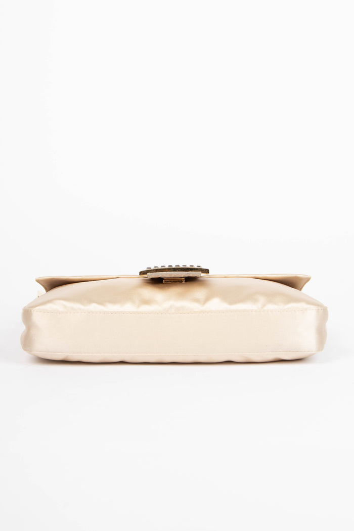 Vintage Fendi Silk and Crystal Baguette Shoulder Bag