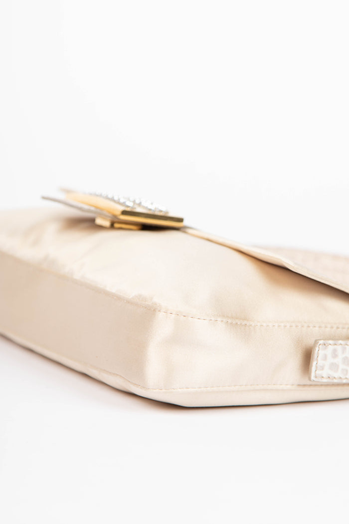 Vintage Fendi Silk and Crystal Baguette Shoulder Bag
