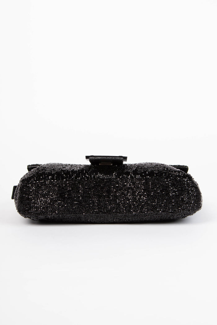 RARE Vintage Fendi Black Beaded Baguette Shoulder Bag