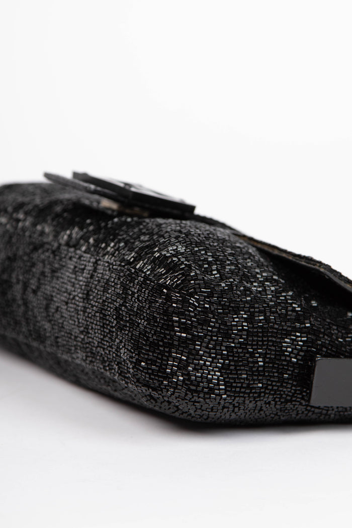 RARE Vintage Fendi Black Beaded Baguette Shoulder Bag