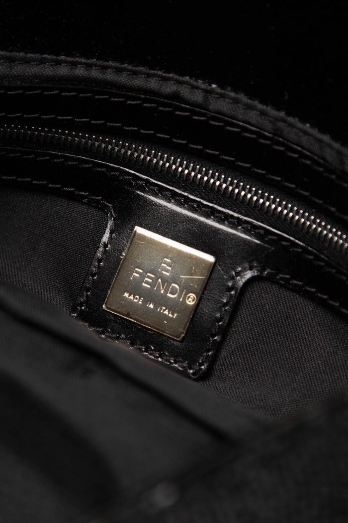 RARE Vintage Fendi Black Beaded Baguette Shoulder Bag