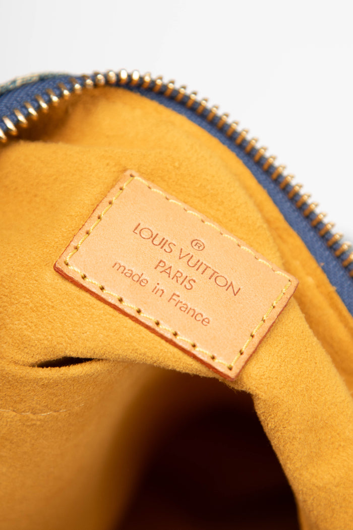 2000s Louis Vuitton Blue Denim Baggy PM Monogram Shoulder Bag