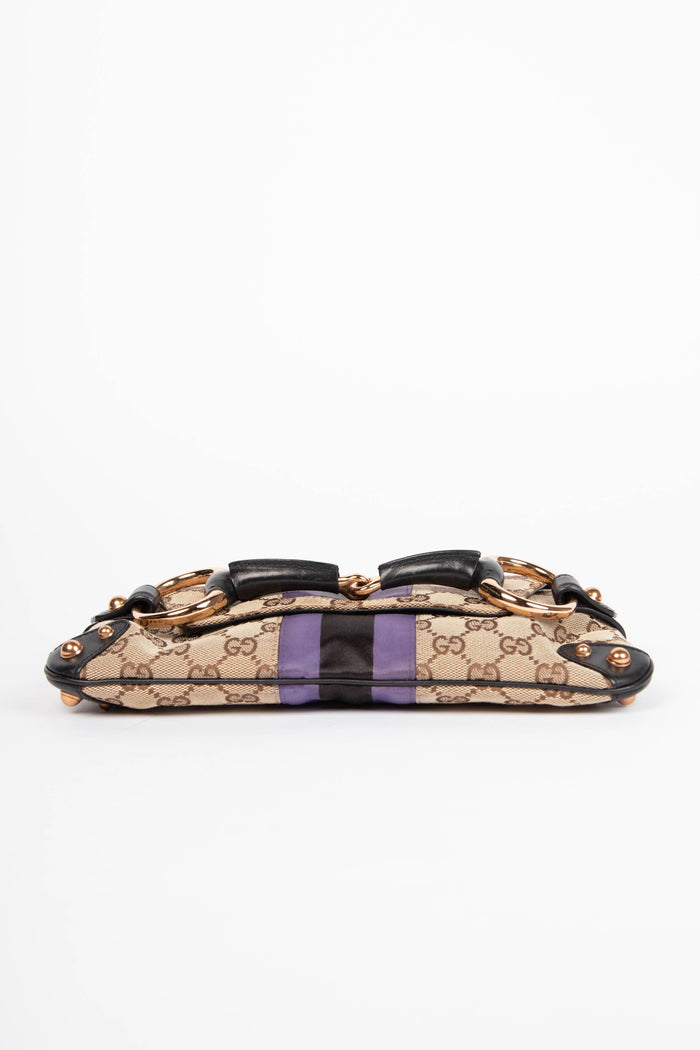 RARE Vintage Gucci GG Classic Monogram Horsebit Shoulder Bag