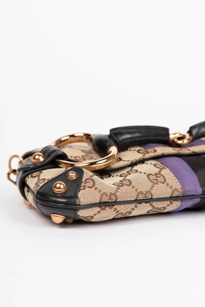 RARE Vintage Gucci GG Classic Monogram Horsebit Shoulder Bag