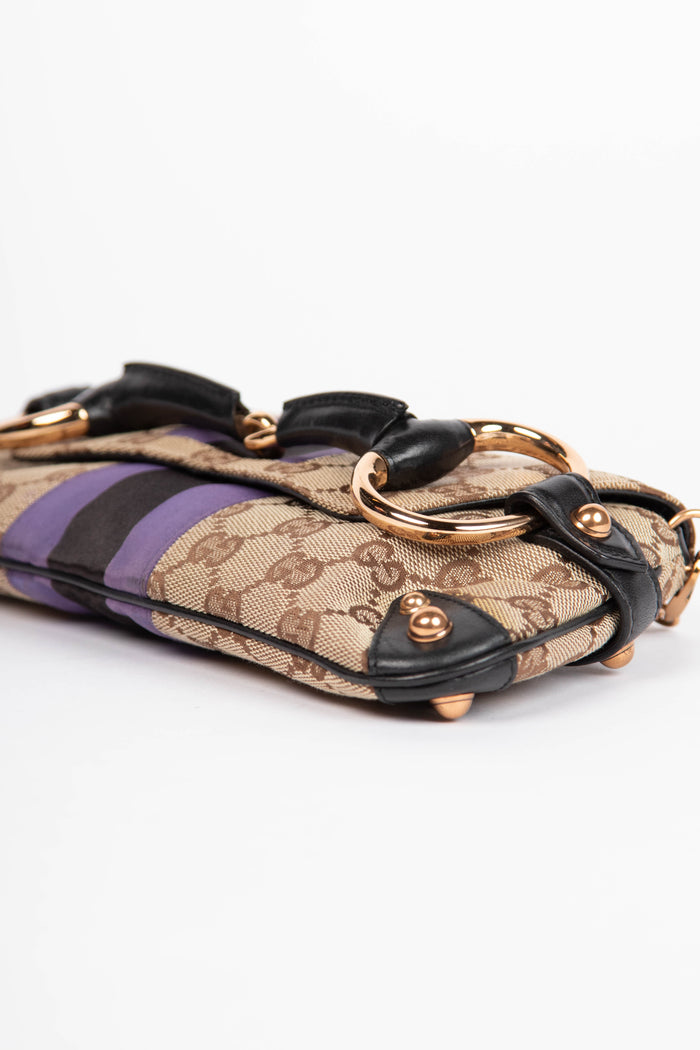 RARE Vintage Gucci GG Classic Monogram Horsebit Shoulder Bag