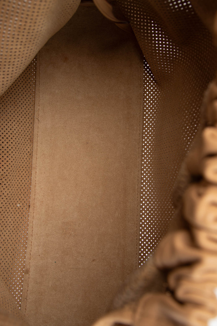 Vintage Gucci Beige Perforated Leather Bamboo Top Handle Bag