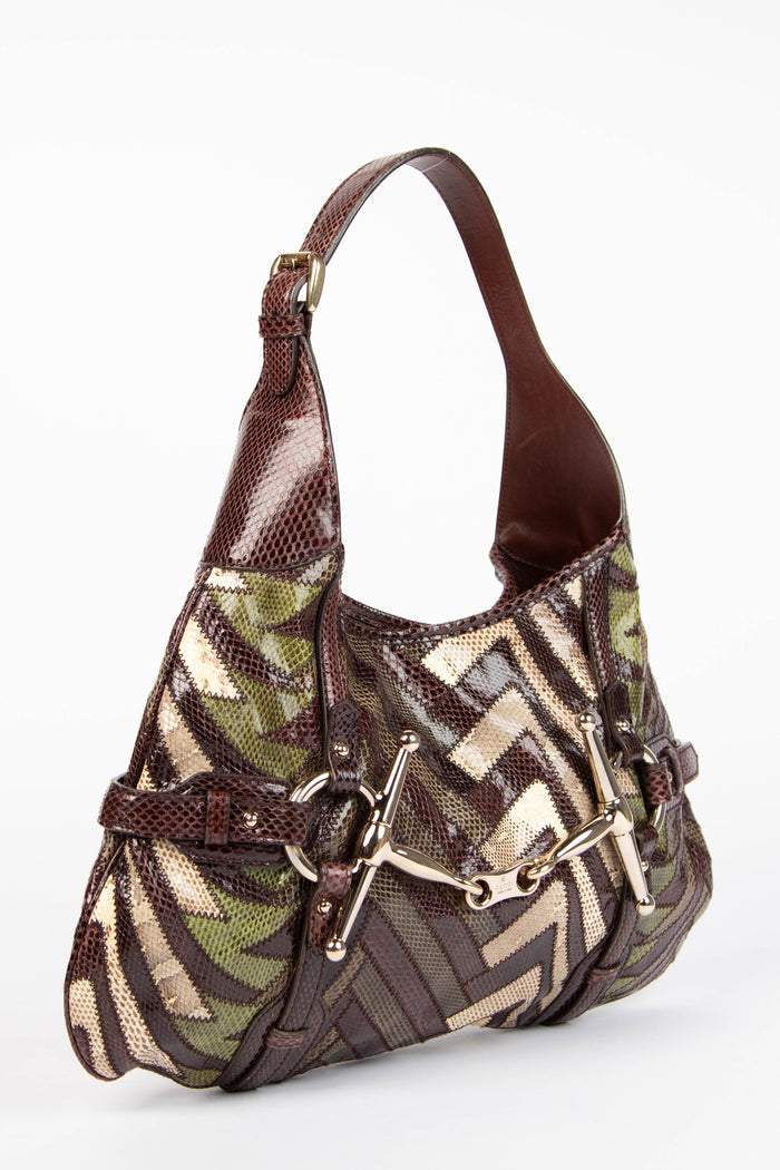 RARE 2006 Limited Edition Gucci Python Horsebit Shoulder Bag