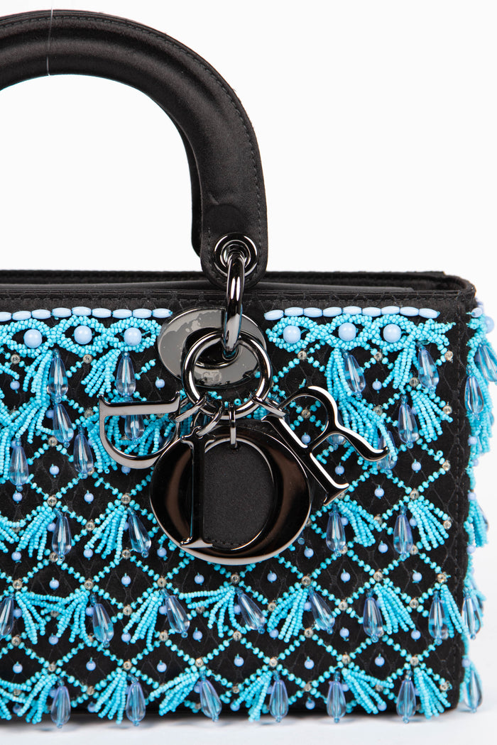 RARE 2022 Christian Dior Bead Embellished Lady D-Joy Top Handle Bag