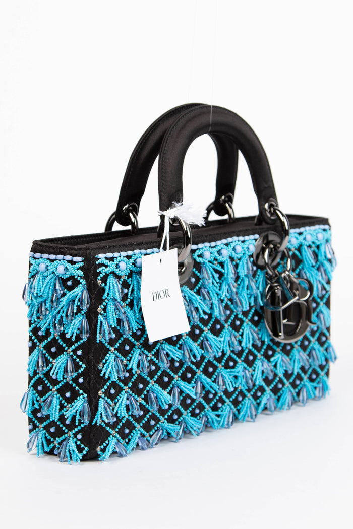 RARE 2022 Christian Dior Bead Embellished Lady D-Joy Top Handle Bag