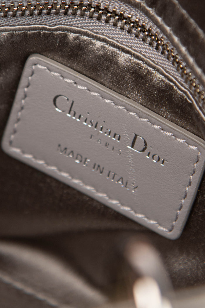 RARE Christian Dior Grey Crystal Embellished Mini Lady Dior