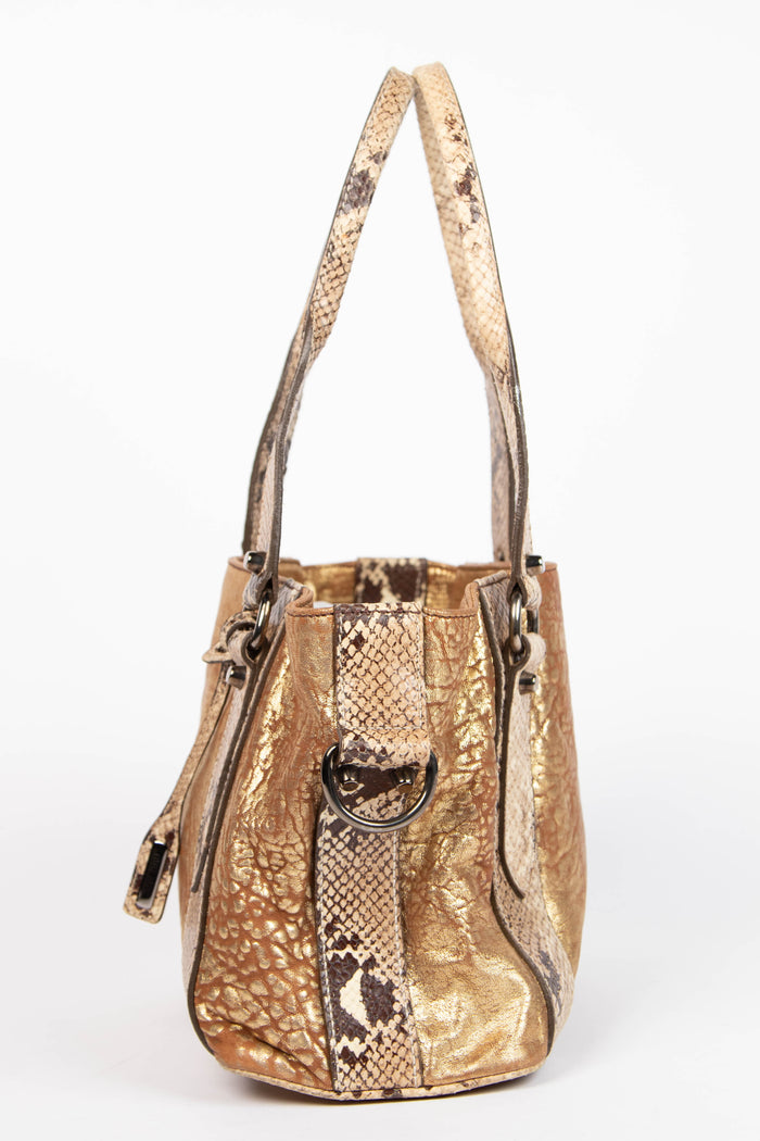 Vintage Miu Miu Gold Leather Tote Bag