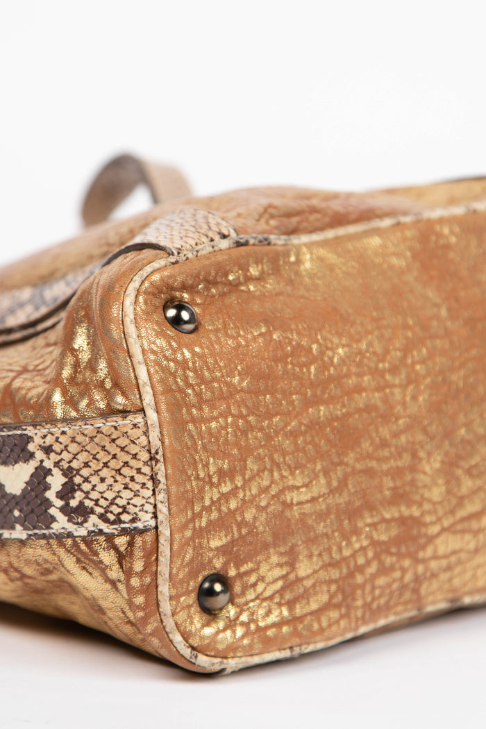 Vintage Miu Miu Gold Leather Tote Bag