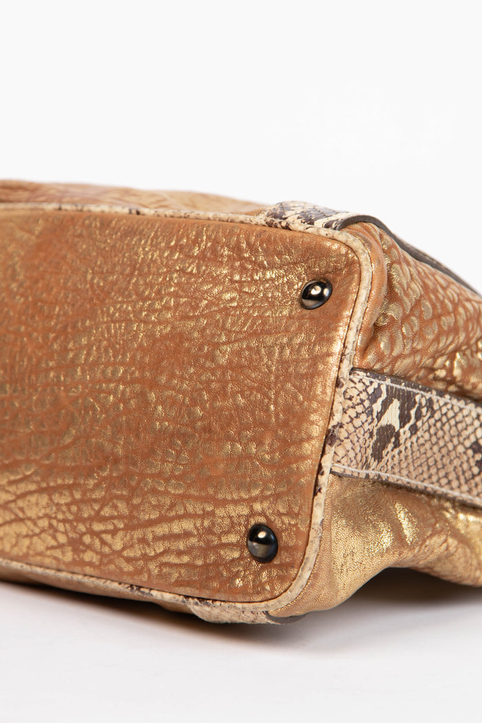 Vintage Miu Miu Gold Leather Tote Bag