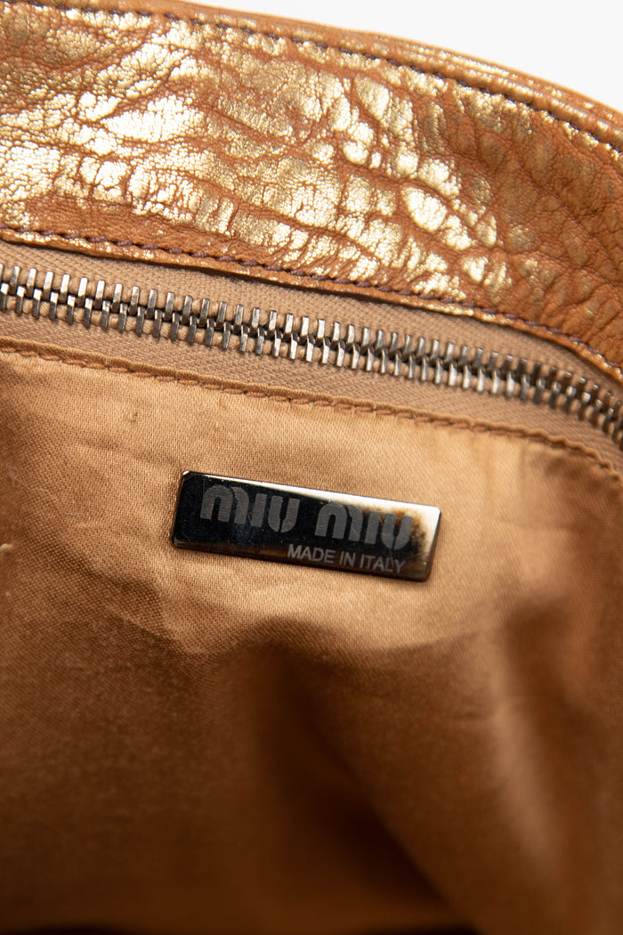 Vintage Miu Miu Gold Leather Tote Bag