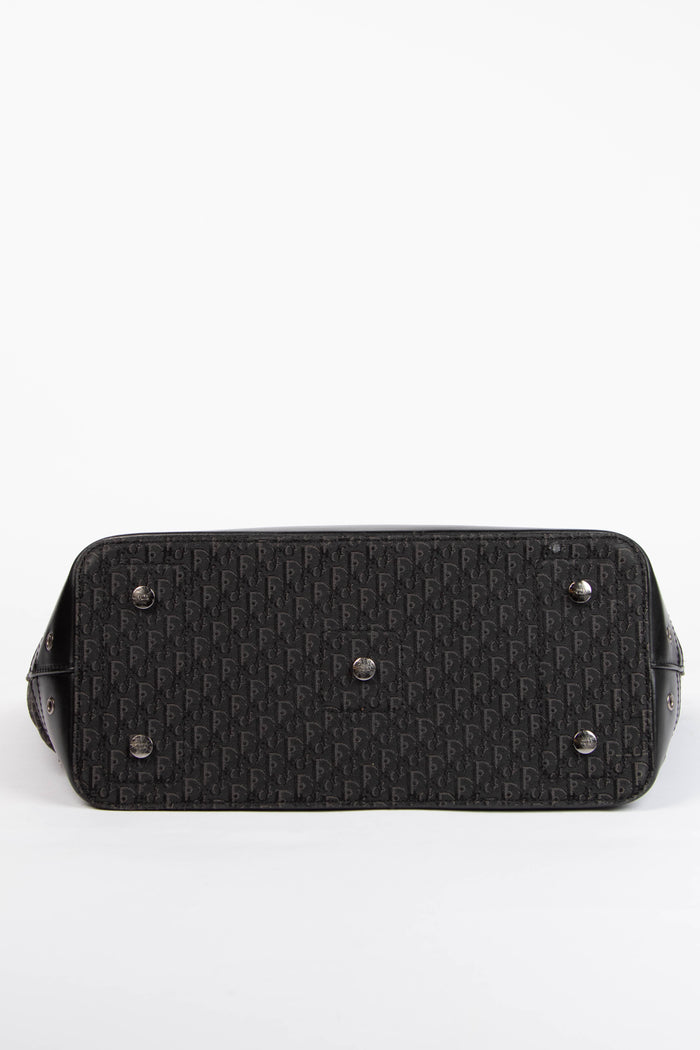 2000s Christian Dior Black Monogram Canvas Street Chic Tote Bag