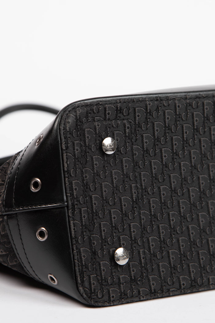 2000s Christian Dior Black Monogram Canvas Street Chic Tote Bag