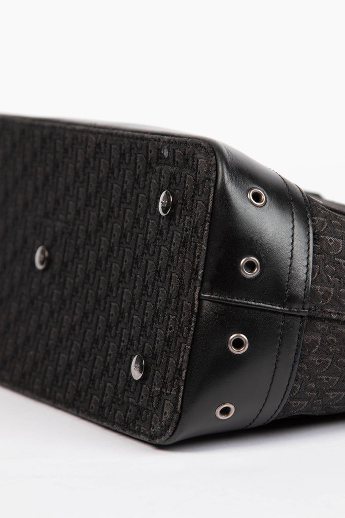 2000s Christian Dior Black Monogram Canvas Street Chic Tote Bag