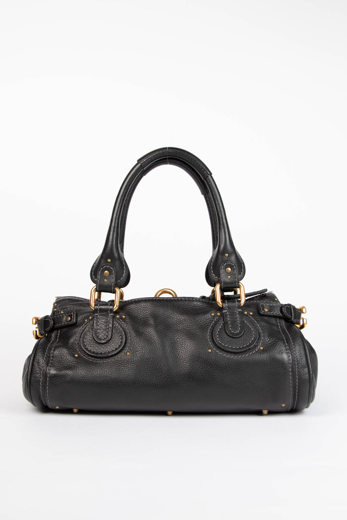 2000s Chloe Black Leather Paddington Shoulder Bag