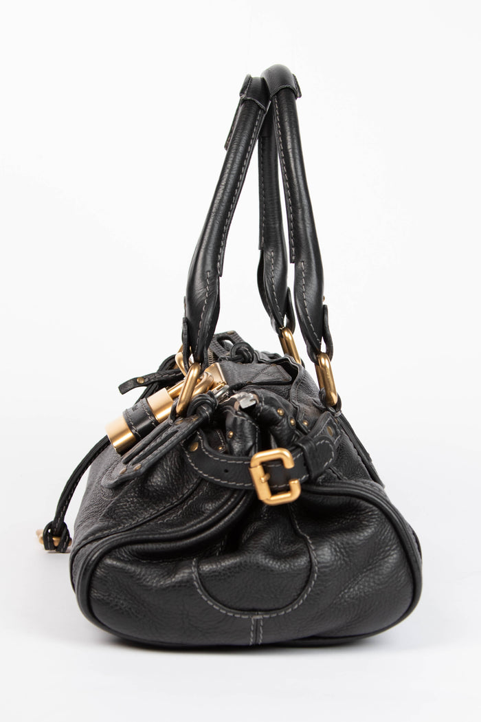 2000s Chloe Black Leather Paddington Shoulder Bag