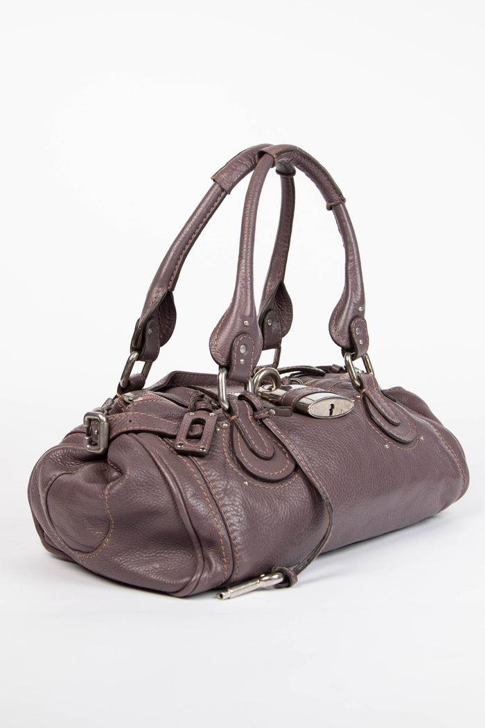2000s Chloe Purple Leather Paddington Shoulder Bag