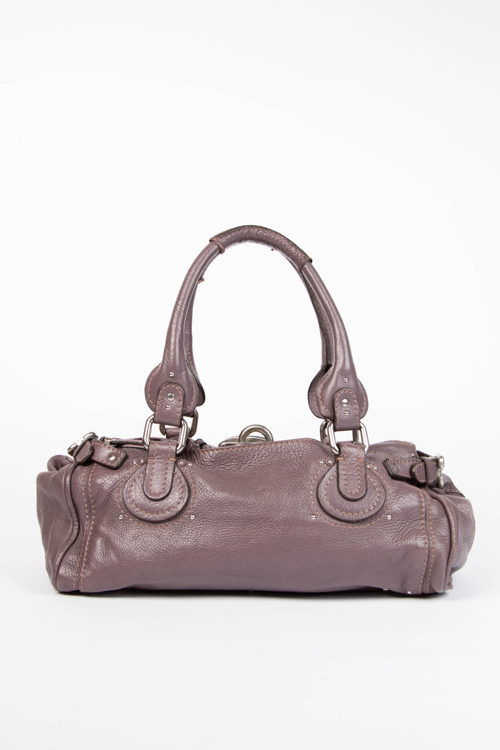 2000s Chloe Purple Leather Paddington Shoulder Bag