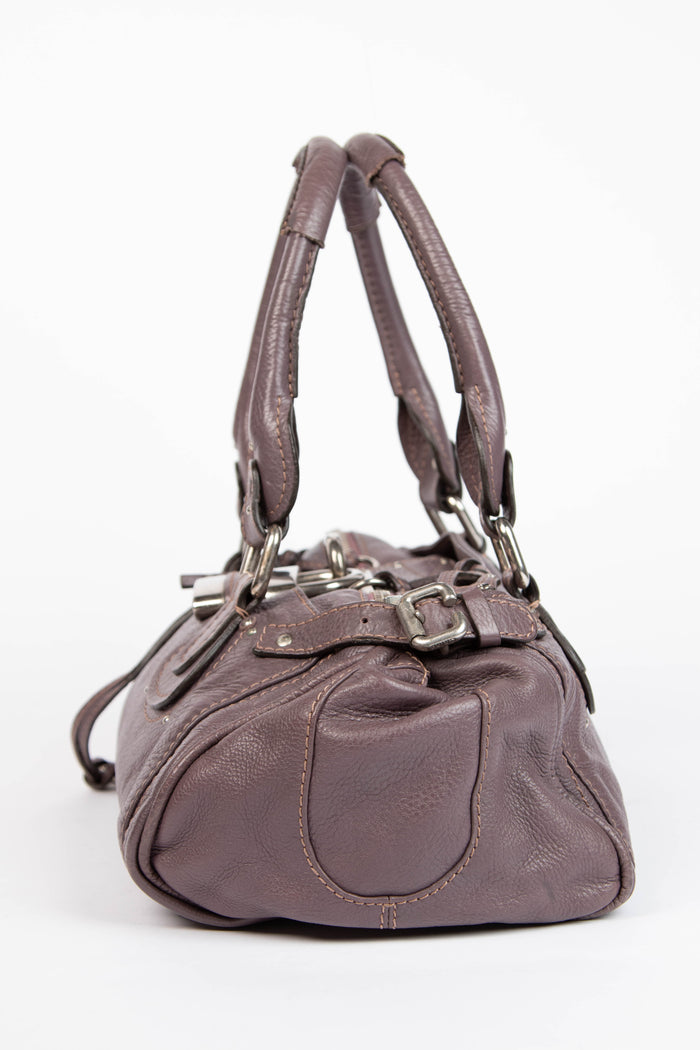 2000s Chloe Purple Leather Paddington Shoulder Bag