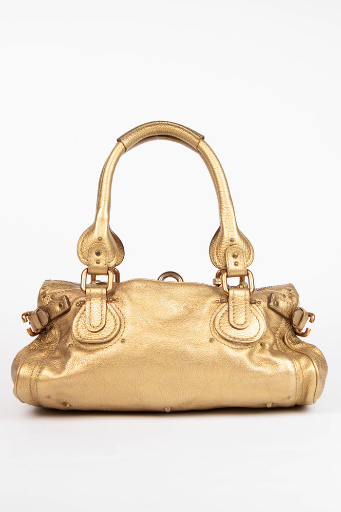 2000s Chloe Metallic Gold Leather Paddington Shoulder Bag