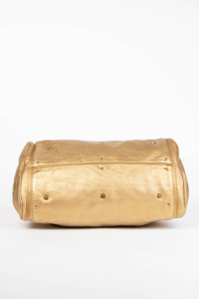 2000s Chloe Metallic Gold Leather Paddington Shoulder Bag