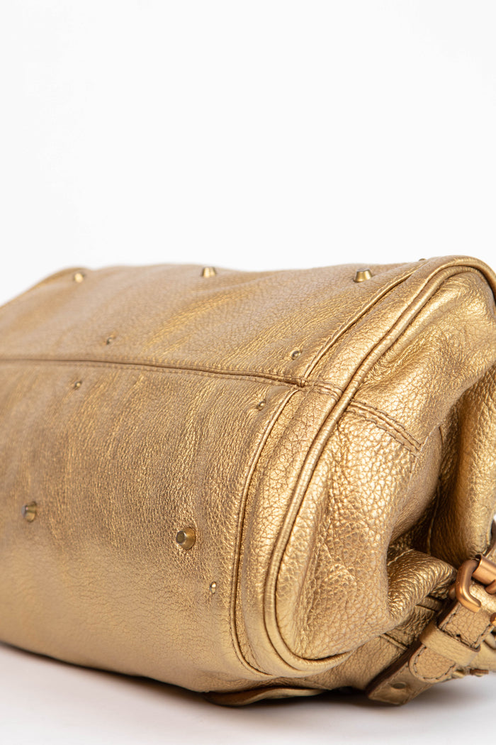 2000s Chloe Metallic Gold Leather Paddington Shoulder Bag