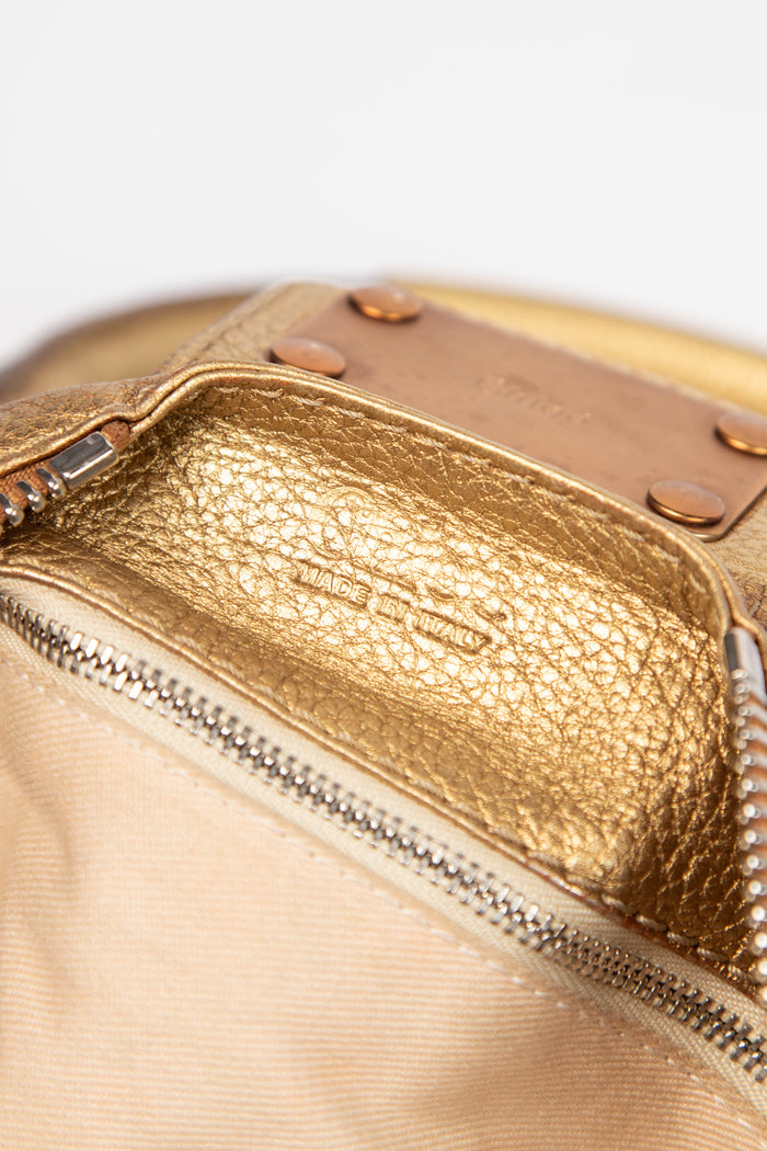 2000s Chloe Metallic Gold Leather Paddington Shoulder Bag