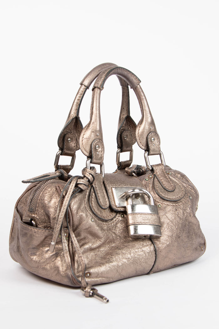 2000s Chloe Metallic Silver Paddington Bowling Bag