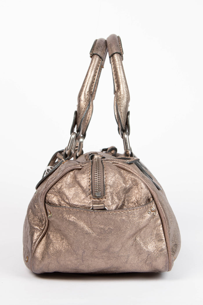 2000s Chloe Metallic Silver Paddington Bowling Bag