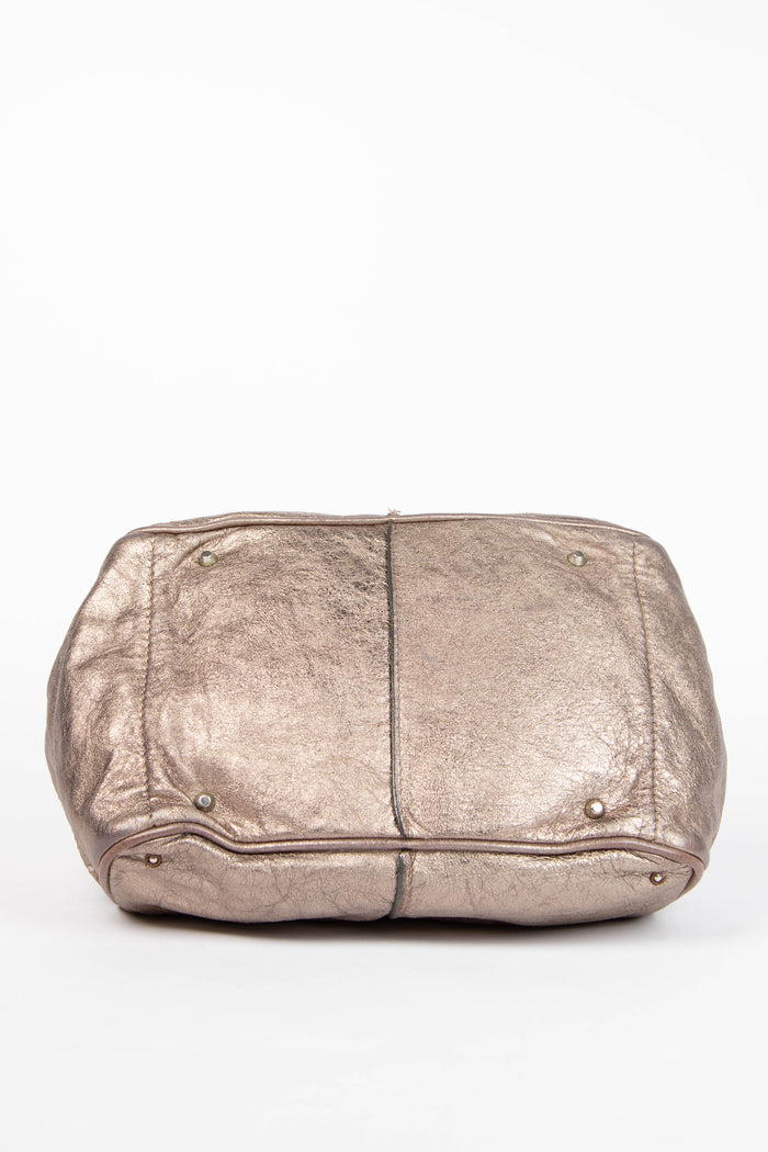 2000s Chloe Metallic Silver Paddington Bowling Bag