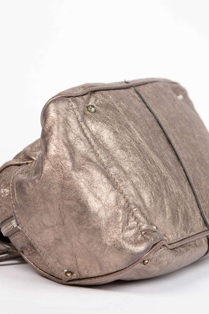 2000s Chloe Metallic Silver Paddington Bowling Bag