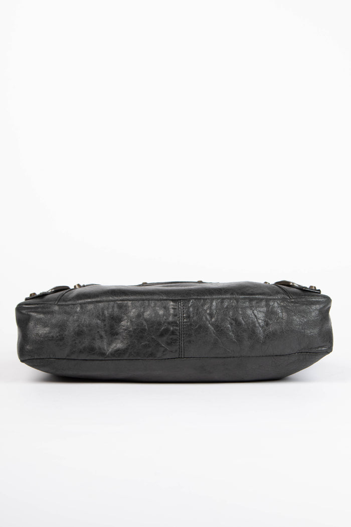 2000s Balenciaga Black Leather First City Shoulder Bag