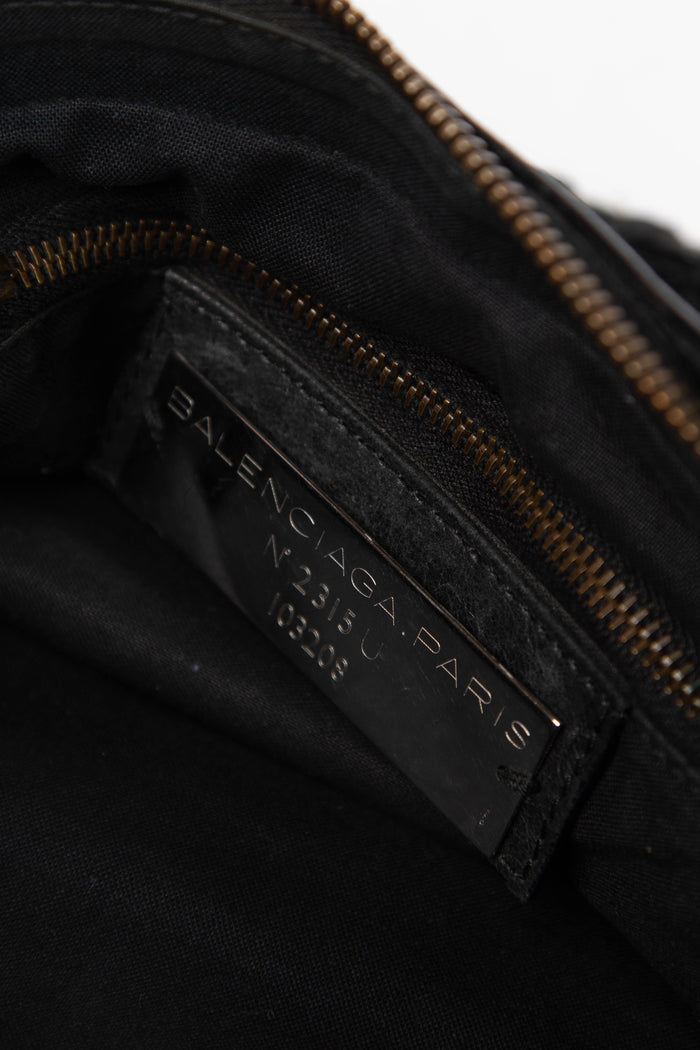 2000s Balenciaga Black Leather First City Shoulder Bag