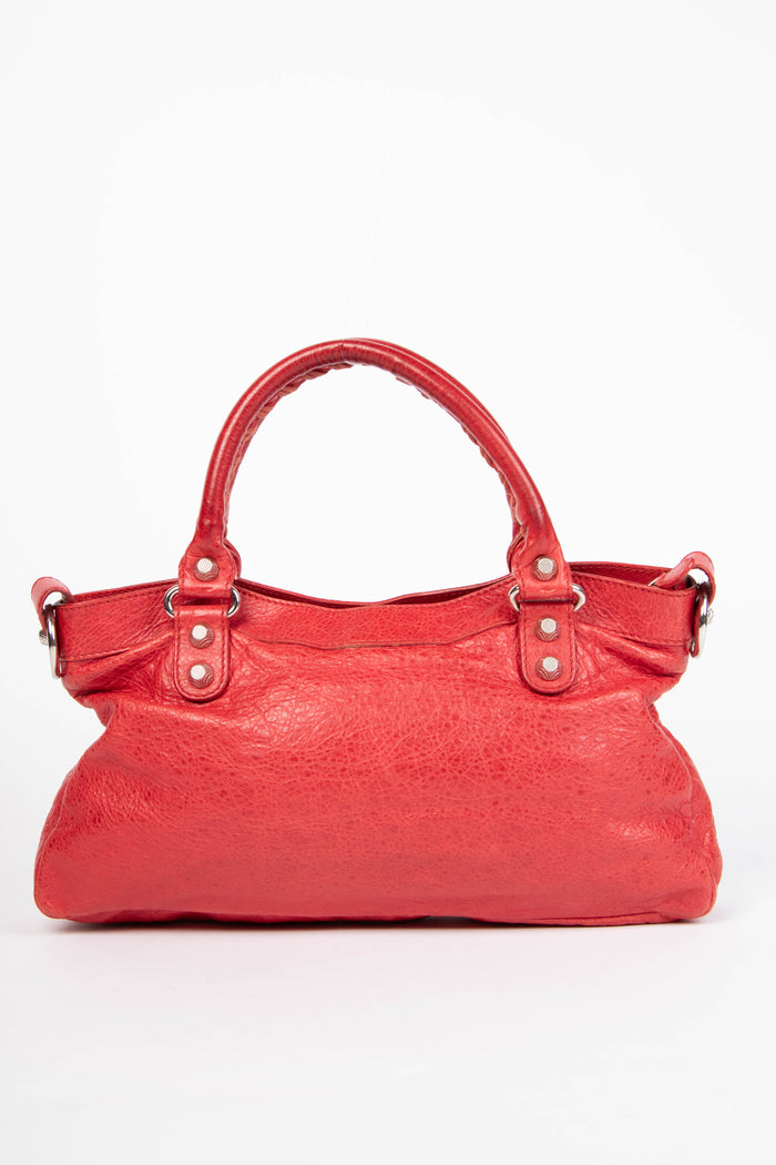 2010s Balenciaga Red Leather First City Shoulder Bag