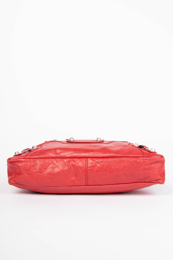 2010s Balenciaga Red Leather First City Shoulder Bag