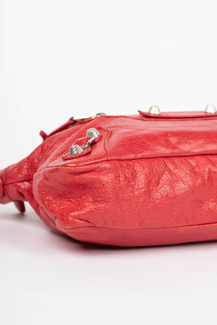 2010s Balenciaga Red Leather First City Shoulder Bag
