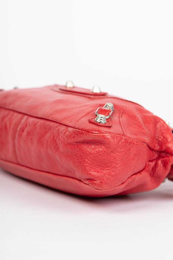 2010s Balenciaga Red Leather First City Shoulder Bag