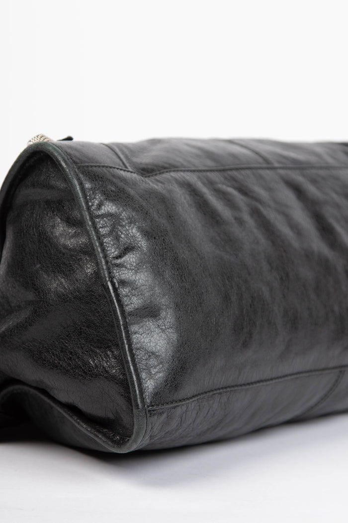 2000s Balenciaga Black Part-Time Shoulder Bag with Giant SHW