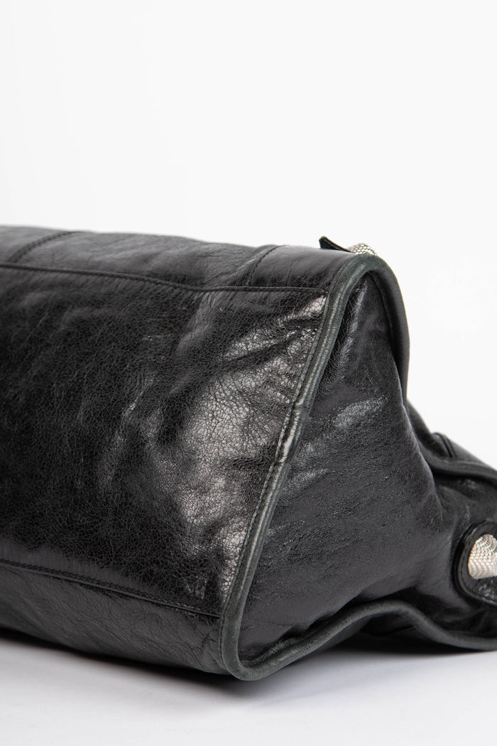 2000s Balenciaga Black Part-Time Shoulder Bag with Giant SHW