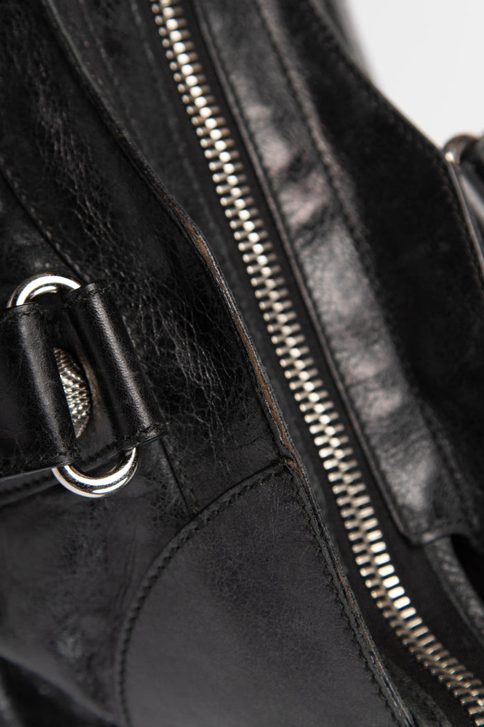 2000s Balenciaga Black Part-Time Shoulder Bag with Giant SHW