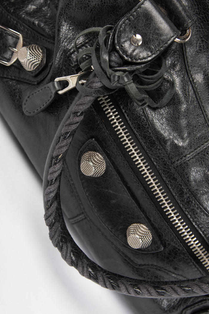 2000s Balenciaga Black Part-Time Shoulder Bag with Giant SHW